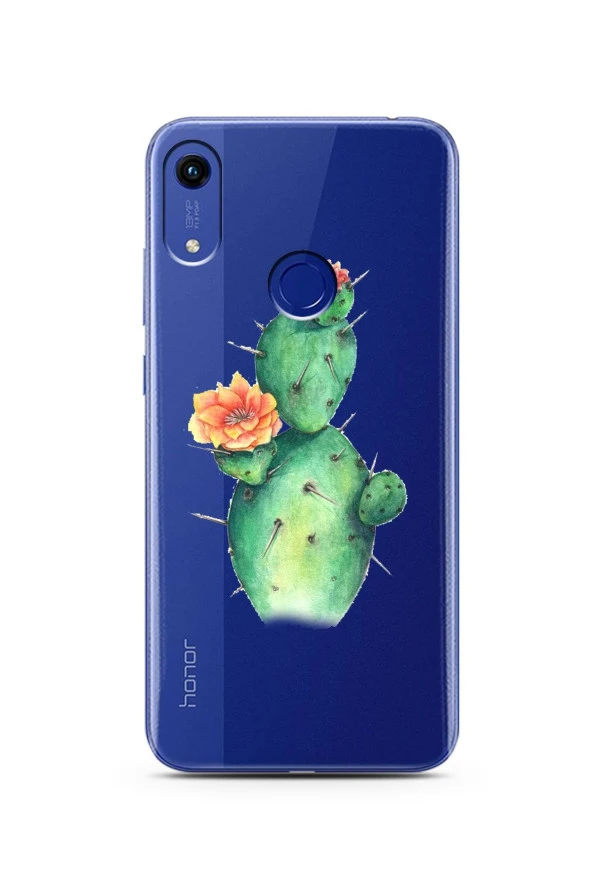 Kaktüs Tasarımlı Süper Şeffaf Silikon Telefon Kılıfı Huawei Honor 8a