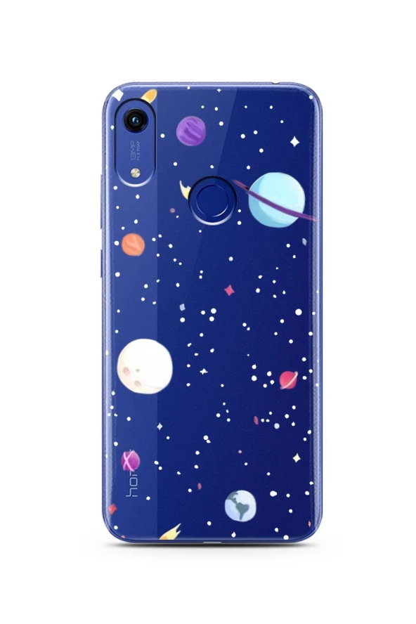 Gezegenler Tasarımlı Süper Şeffaf Silikon Telefon Kılıfı Huawei Honor 8a