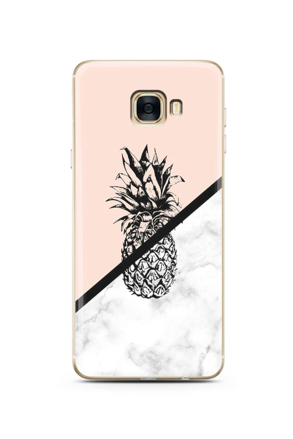 Ananas Tasarım Süper Şeffaf Silikon Telefon Kılıfı Samsung C7