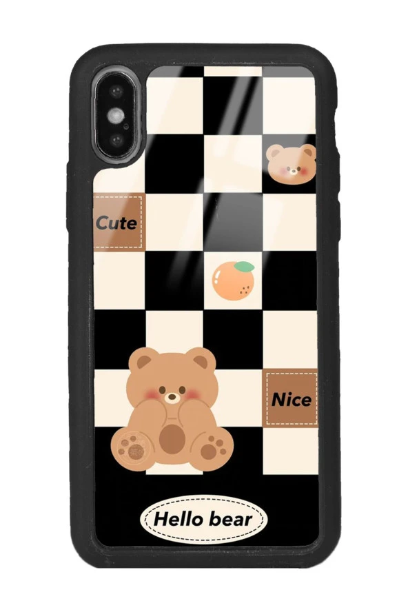 iPhone Xs Hello Bear Tasarımlı Glossy Telefon Kılıfı