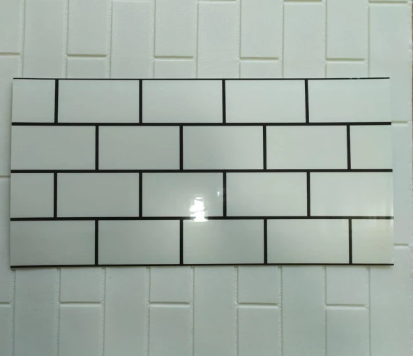 Renkli Duvarlar 6 Adet 60x30cm Beyaz Tuğla Desen Yapışkanlı Karavan Prefabrik Banyo Wc Duvar Paneli Shiny-19 - Resim 2