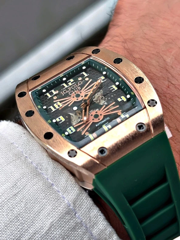 Jg. Polo Clup JPC.1223 14770.05 Silikon Kordon Otomatik Erkek Kol Saati - Resim 4