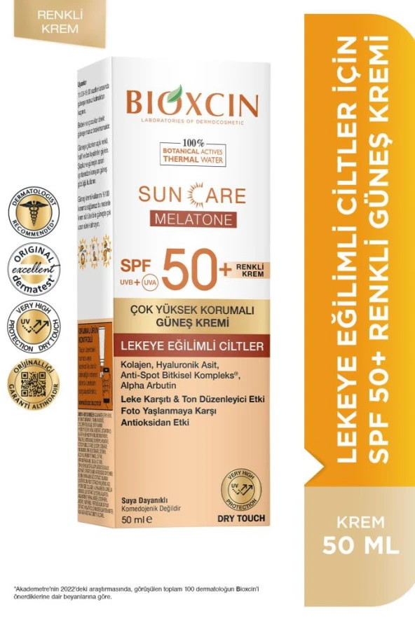 Bioxcin Sun Care Lekeye Eğilimli Ciltler Için Çok Yüksek Korumalı Renkli Güneş Kremi 50 Spf - Leke Tinted