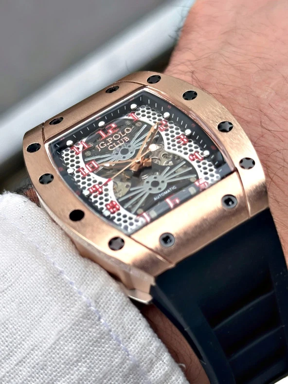 Jg. Polo Clup JPC.1223 14770.01 Silikon Kordon Otomatik Erkek Kol Saati - Resim 5