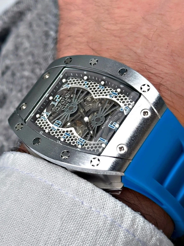 Jg. Polo Clup JPC.1223 14770.07 Silikon Kordon Otomatik Erkek Kol Saati - Resim 4