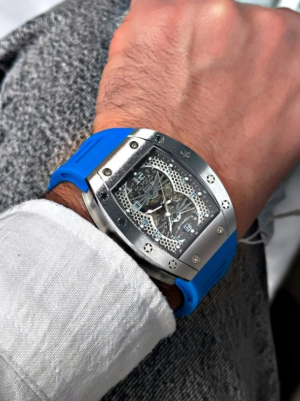 Jg. Polo Clup JPC.1223 14770.07 Silikon Kordon Otomatik Erkek Kol Saati - Resim 6