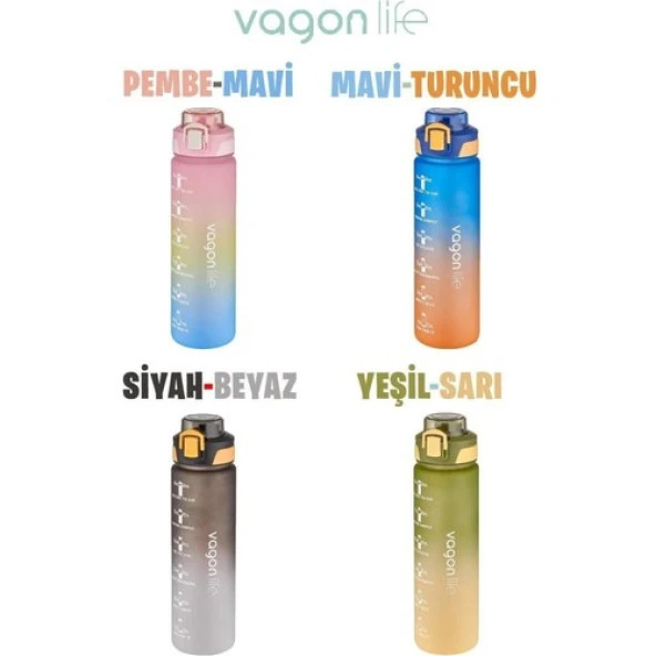 Vagonlife Motivasyon Su Matarası 1000ML Pembe - 5