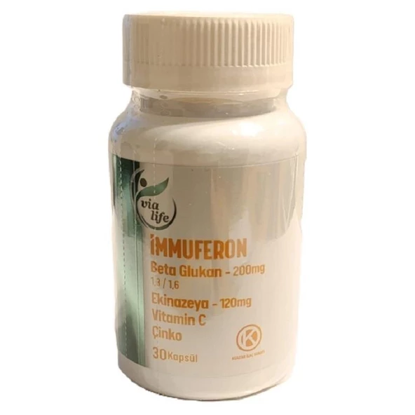 İmmuferon Beta Glucan 200 mg, Ekinezya 120 mg, Vitamin C, Çinko 30 Kapsül - 4