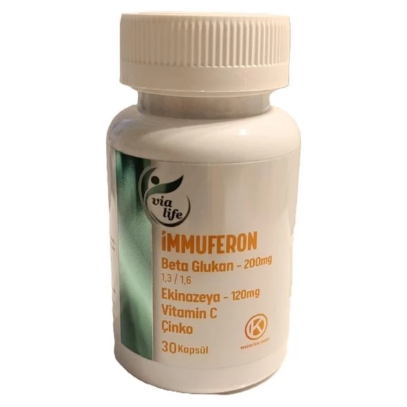 İmmuferon Beta Glucan 200 mg, Ekinezya 120 mg, Vitamin C, Çinko 30 Kapsül