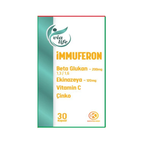 İmmuferon Beta Glucan 200 mg, Ekinezya 120 mg, Vitamin C, Çinko 30 Kapsül - 3