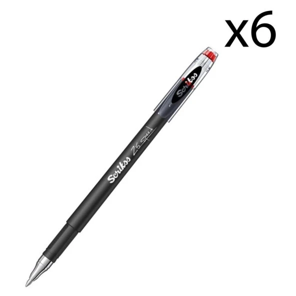 Scrikss Speed Gel Tükenmez Kalem 0.5 mm Kırmızı 6 Adet
