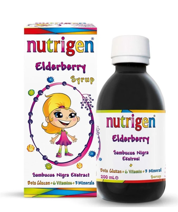 Nutrigen Elderberry Kara Mürver Beta Glukan Bal Şurup 200 ml - Okul Seti Hediyeli