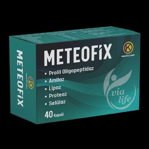 Meteofix Propil Oligopeptidaz, Amilaz, Lipaz, Proteaj, Selülaz, Bromelain, Zencefil Sindirim Enzimler 40 Kapsül - Resim 2