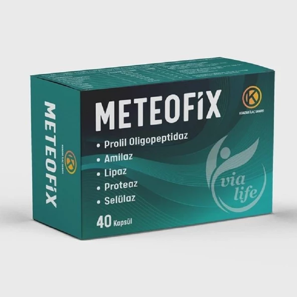 Meteofix Propil Oligopeptidaz, Amilaz, Lipaz, Proteaj, Selülaz, Bromelain, Zencefil Sindirim Enzimler 40 Kapsül ürün görseli