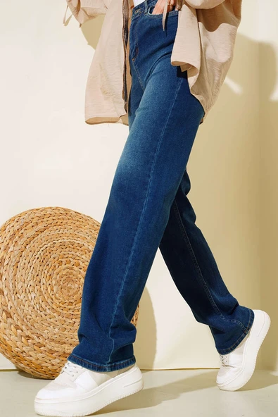 Uzun Kot Pantolon Orta Mavi - Resim 2