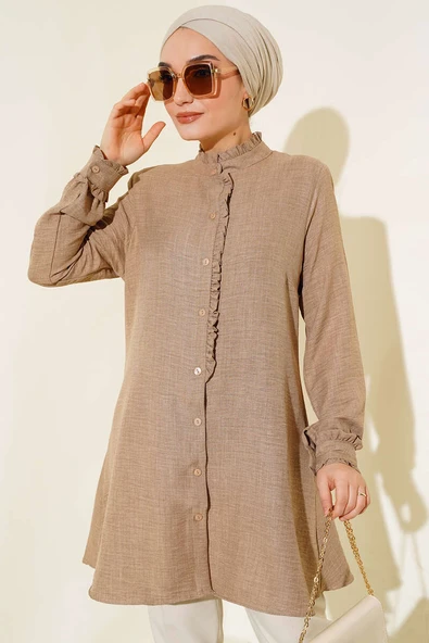 Fırfır Detaylı Tunik Latte ürün görseli