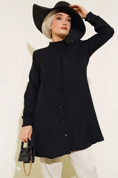 Fırfır Detaylı Tunik Siyah ürün görseli 1