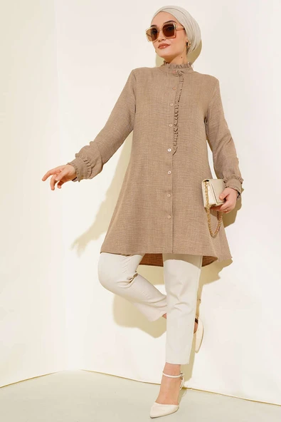 Fırfır Detaylı Tunik Latte - Resim 2