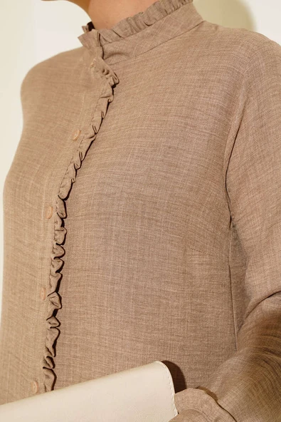 Fırfır Detaylı Tunik Latte - Resim 4