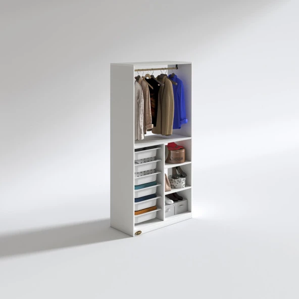 Kenzlife giysi dolabı yalın crd 180*090*30 kapaksız arkalıksız 6 sepetli - Resim 2