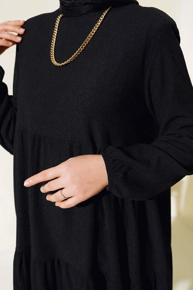 Kol Lastikli Tunik Siyah - Resim 4