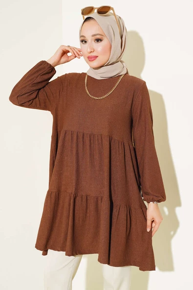 Kol Lastikli Tunik Kahve ürün görseli