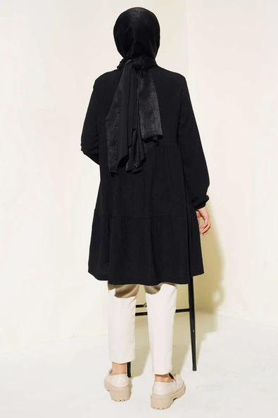 Kol Lastikli Tunik Siyah - Resim 3