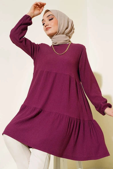 Kol Lastikli Tunik Mürdüm ürün görseli