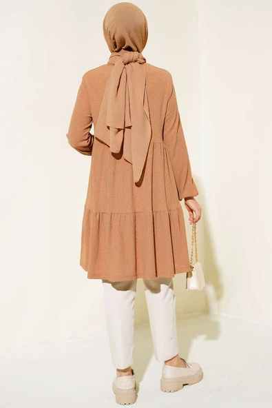 Kol Lastikli Tunik Camel - Resim 3