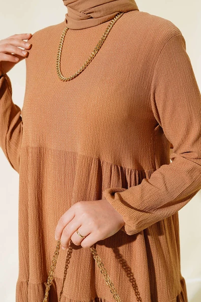 Kol Lastikli Tunik Camel - Resim 4