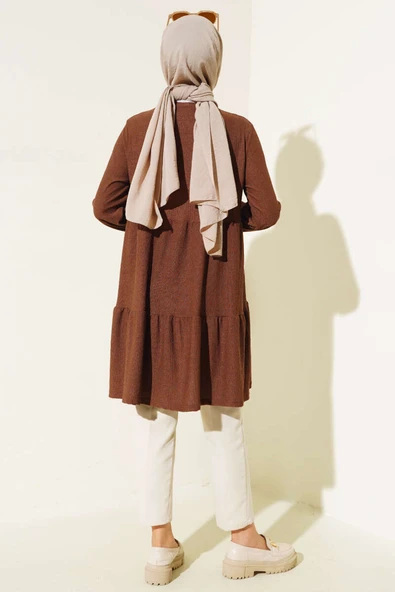 Kol Lastikli Tunik Kahve - Resim 3