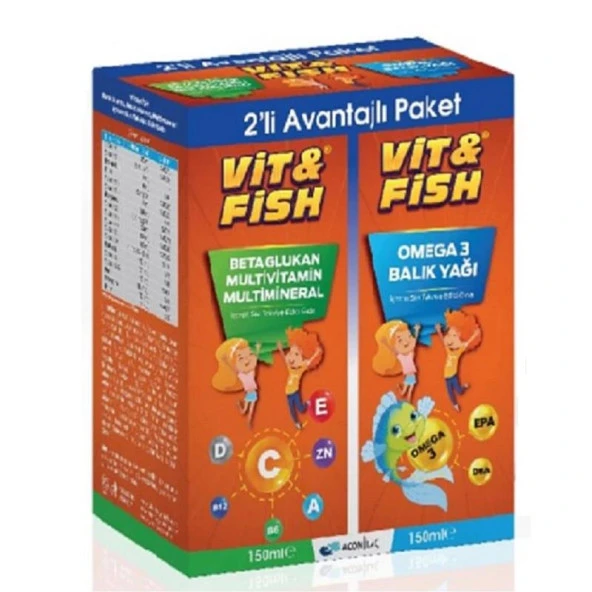 Vit&Fish Omega 3 Balık Yağı 150 ml + Beta Glukan Multivitamin & Multimineral 150 ml ürün görseli