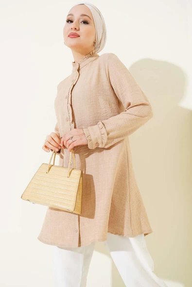 Fırfır Detaylı Tunik Bej ürün görseli 1