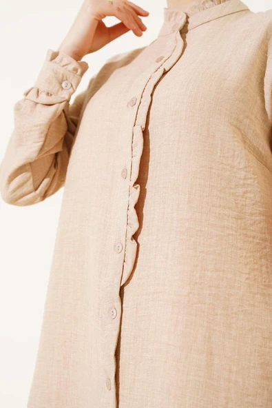 Fırfır Detaylı Tunik Bej - Resim 4