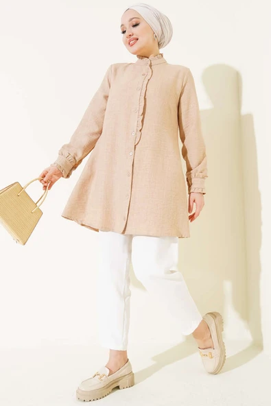 Fırfır Detaylı Tunik Bej - Resim 2