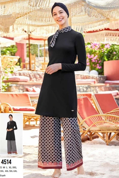 Adasea Kadın Likralı Desenli Tam Kapalı Tesettür Mayo 4514 ürün görseli