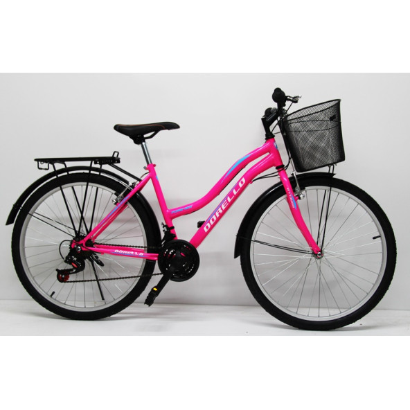 Dorello Pembe 26 Jant Bisiklet Dorello Bisiklet 2650 Bisiklet Çamurluğu Sepetli Bisiklet Pembe Bisiklet