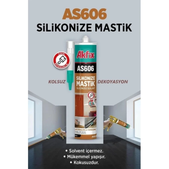 Akfix AS606 Silikonize Akrilik Mastik 500Gr Gri - 2