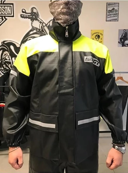 Forte Gt 1134 Motosiklet PVC Yağmurluk Cepli Alt Üst Takım L Beden Sarı - 6