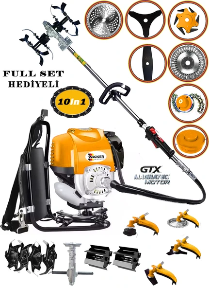 Wacker Pro Germany W-9400 F8 Motor 10 In 1 Sırt Tipi Tırpan Toprak Eşeleme Akrobat Çapa Aparatı