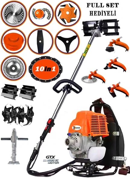 Wacker Pro Alman Ws-5200 Arazi Seti 10 In 1 Sırt Tipi Tırpan Toprak Eşeleme Akrobat Çapa Aparatı