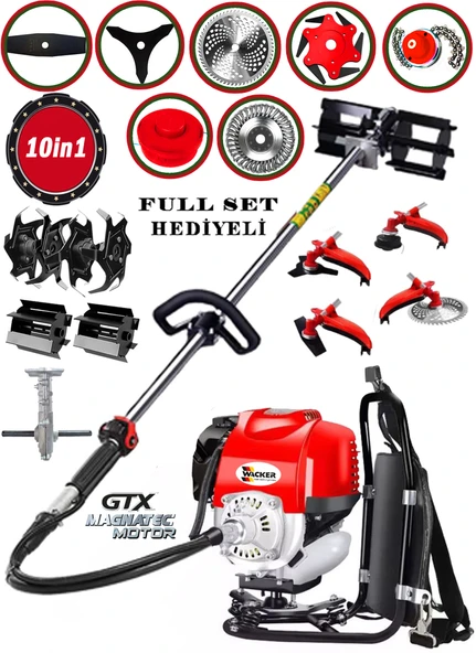 Wacker Pro Germany 10 In 1 Wg-2400 Tarla Seti Sırt Tipi Tırpan Toprak Eşeleme Akrobat Çapa Aparatı