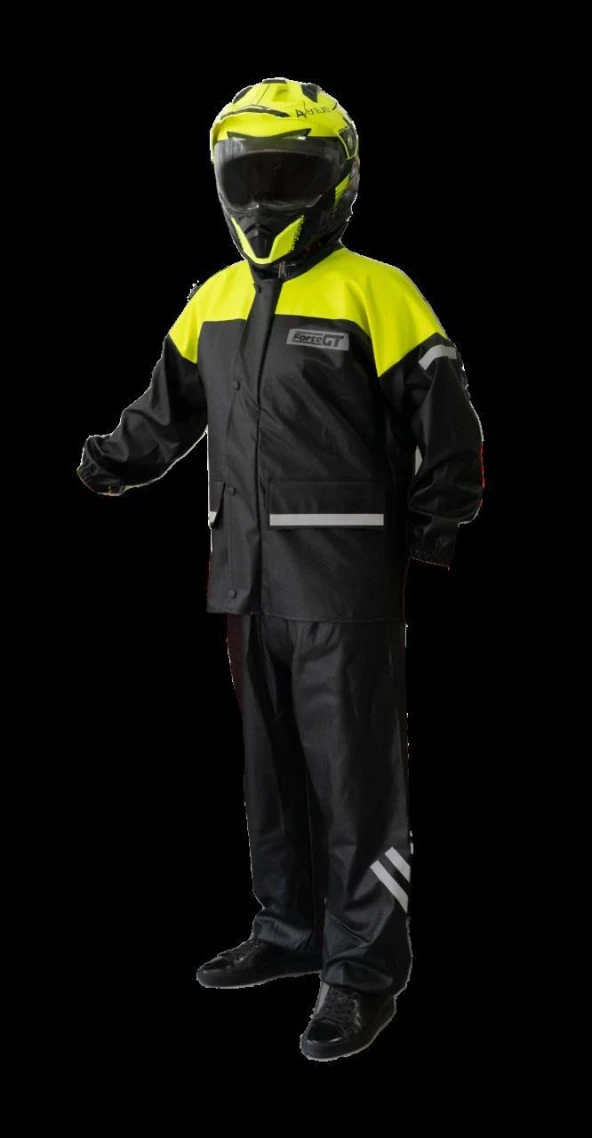 Forte Gt 1134 Motosiklet PVC Yağmurluk Cepli Alt Üst Takım XL Beden Sarı - 2