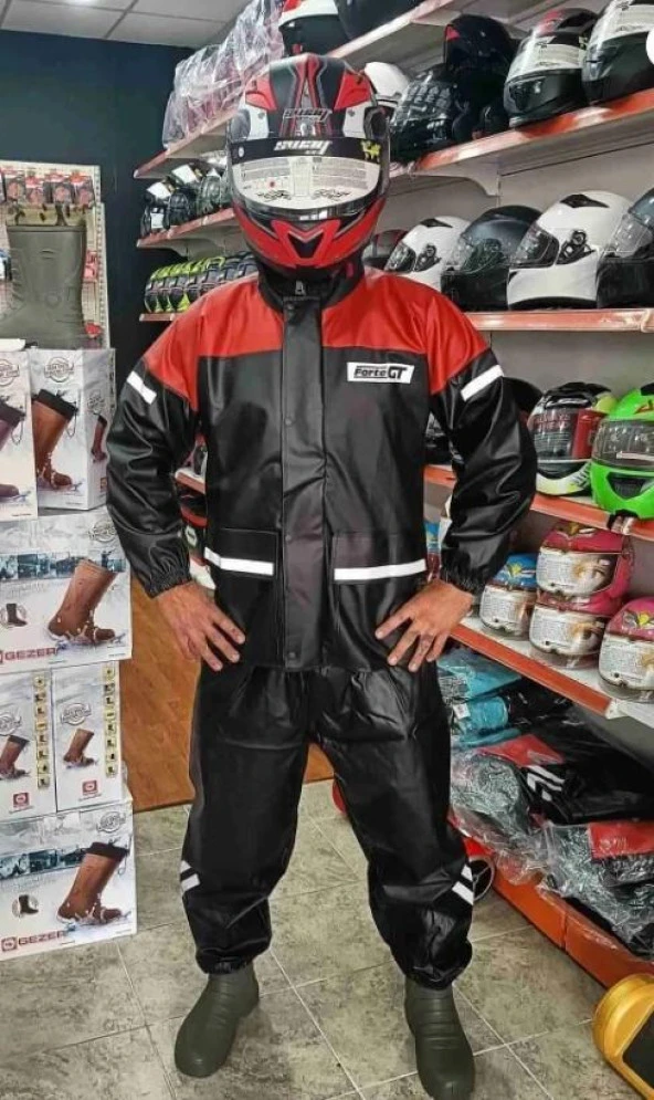 Forte Gt 1134 Motosiklet PVC Yağmurluk Cepli Alt Üst Takım M Beden Turuncu - 5