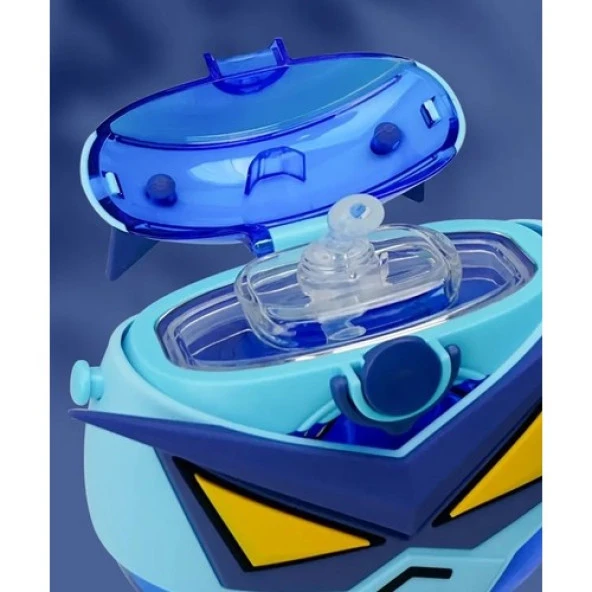 Coco Smile Cocosmile Özel Kutulu 630 ml Pipetli Robot Temalı Tritan Su Matarası -Boyun Askılı Beyaz - 3