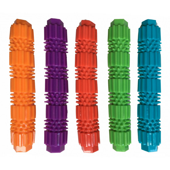 Mio Renkli Tırtıklı Çubuk Kauçuk Köpek Ödül Oyuncağı 9 cm Kırmızı