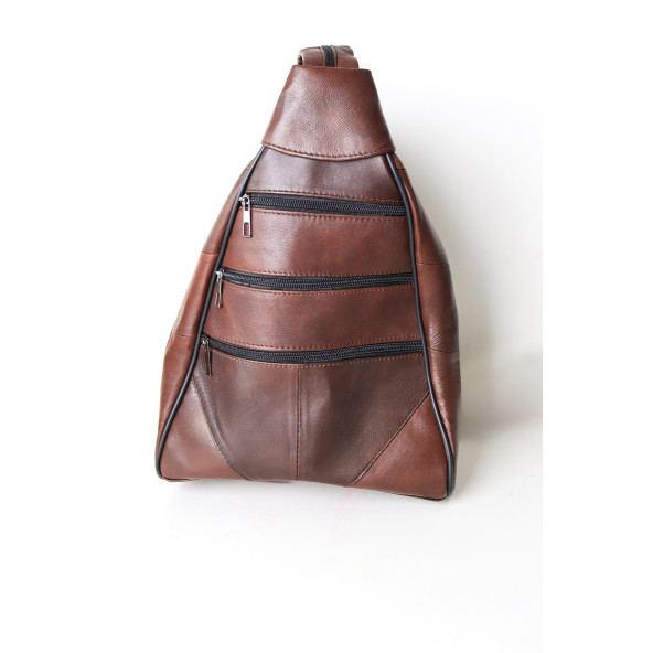 Kadın Kahverengi Ayarlanabilir Askılı Deri Sırt Çantası Omuz Çantası Kol Çantası Postacı Çanta - 2