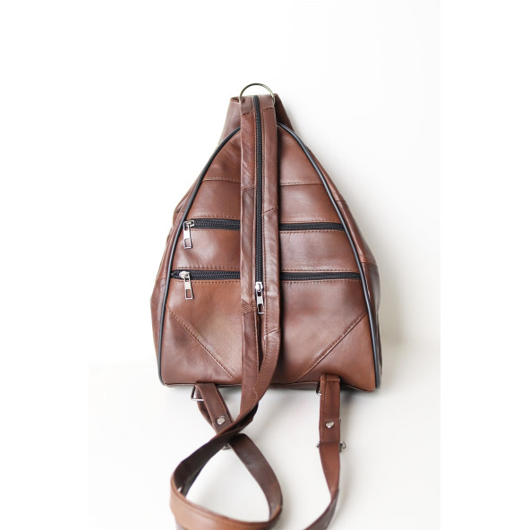 Kadın Kahverengi Ayarlanabilir Askılı Deri Sırt Çantası Omuz Çantası Kol Çantası Postacı Çanta - 4