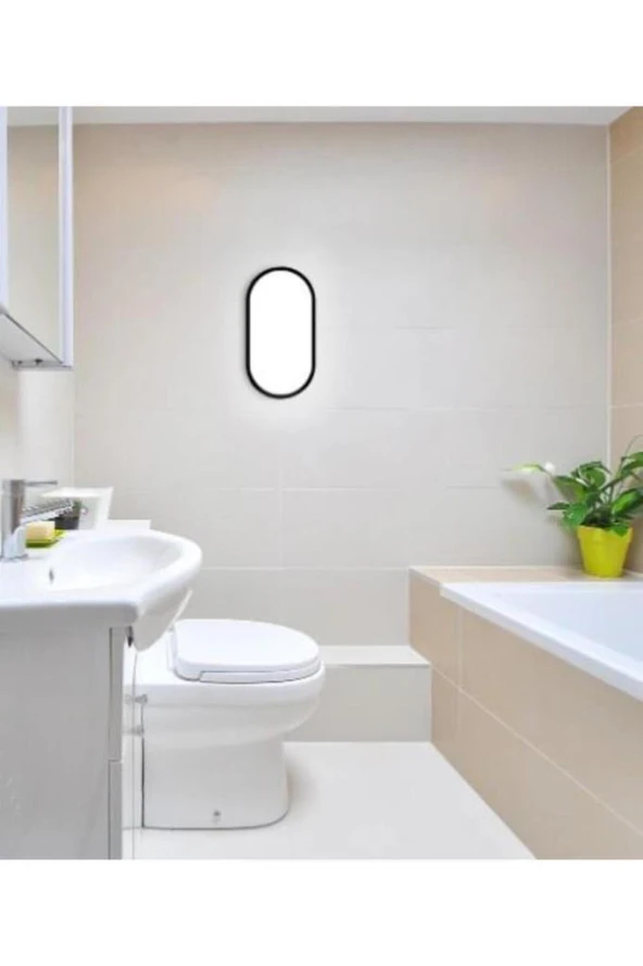 Horoz Aydos 15W Oval Siyah Led Nem Su Geçirmez Banyo Bahçe Modern Tavan Lambası Beyaz Işık - 7