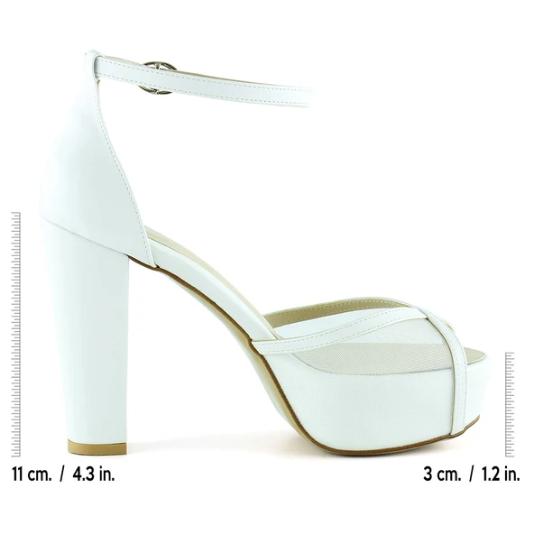 Erkan Saçmacı Carmen Beyaz Fileli Önü Açık Bilekten Bağlamalı Platform Topuklu Ayakkabı - 2